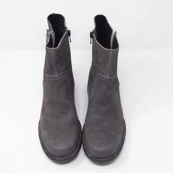 Born Eila Grey Distressed Leather Buckle Zip Ankle Boots Womens Size 6M Moto - Picture 2 of 7